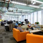 Meta’s modern office space, showcasing a collaborative and innovative work environment that reflects the company’s leadership and growth strategies